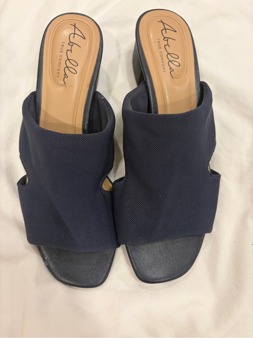 Abella Navy Fabric Slide Mules women’s 6
